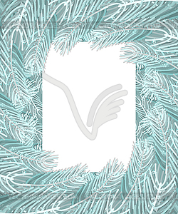 Christmas tree white branches Frame. Xmas Backgroun - vector clipart