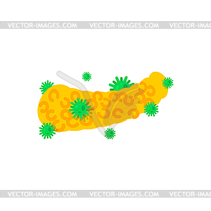 Sick pancreas. Diseased internal organ. Aching - vector image