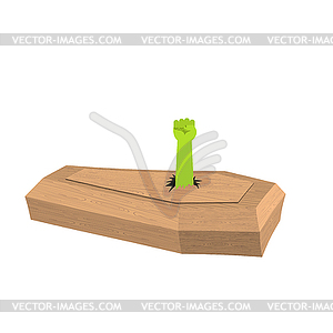 Zombie hand of coffin. Green man hand - vector clip art