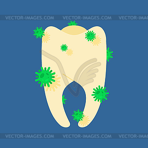Болезненные микробы и бактерии. Болезни зубов - изображение векторного клипарта