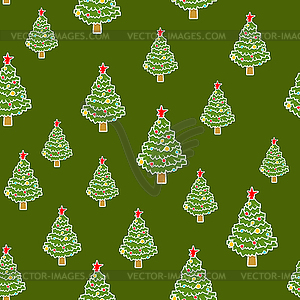 Christmas tree pattern seamless. Xmas background. - vector clipart