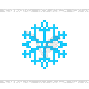 Snowflake pixel art icon. Snow 8bit - vector clipart