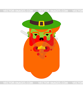 Leprechaun Zombie face. St.Patricks Day. Irish - vector image