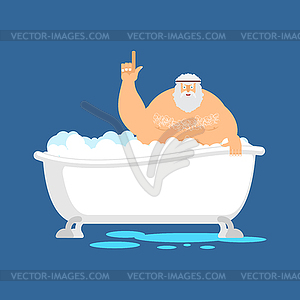 Архимед в бане. Недурно, Эврика. древний - векторное изображение клипарта