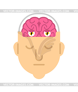head with brain cartoon