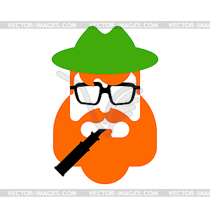 Leprechaun hipster face. Hat and beard. - vector image