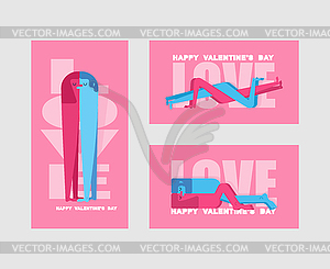 Valentine card set. Valentines Day greeting card. - vector clipart