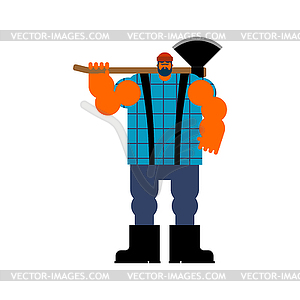 Lumberjack with ax. Woodcutter with axe - vector image