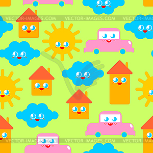 Baby cloth Cute pattern. funny sun and cloud. - vector image