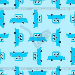 Cute car pattern. funny auto cartoon style - vector clip art