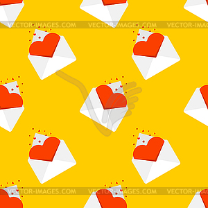 Love mail pattern seamless. Heart in an envelope. - vector clipart