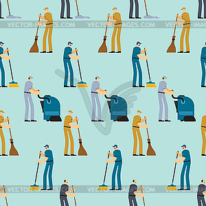 Cleaning pattern seamless. Janitor and Cleaner - vector clipart