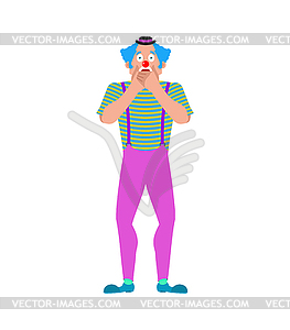 Clown OMG. fear funnyman. dread harlequin - vector image