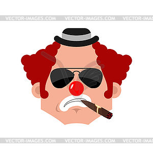 Clown Serious emotion face avatar. funnyman with - vector image