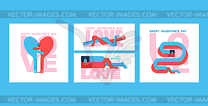 Valentine card set. Valentines Day greeting card. - royalty-free vector clipart