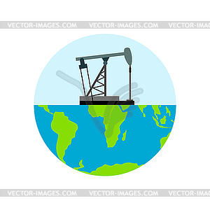 Нефтяная вышка и планета Земля. Добыча нефти. - клипарт в векторном виде