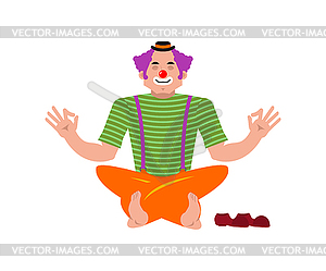 Clown yoga. yogi funnyman. harlequin relaxation - vector clipart