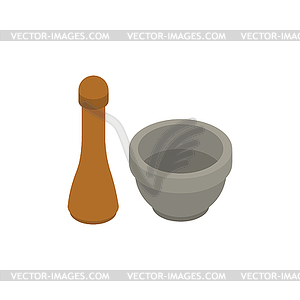 Mortar and pestle . Pharmacy Equipment. Dishware - vector image