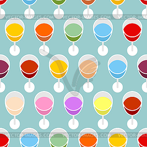 Glass of wine set top view pattern seamless. Drink - vector image