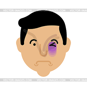 Eye bruise face. Bruise head. Black eye Portrait - vector image