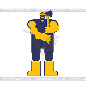 Lumberjack with ax. Woodcutter with axe - vector clip art