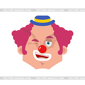 Clown winking emotion avatar. funnyman happy - vector clipart