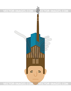 Head Factory building . Portrait Plant - vector clipart