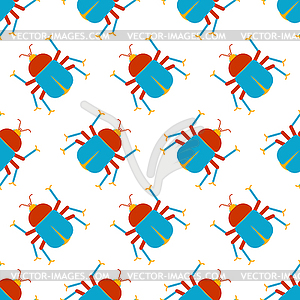 Cute bug pattern. funny Beetle cartoon style - vector clipart