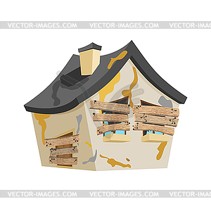 Abandoned house . Old Home cartoon style - vector image