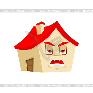 House angry emotion . Evil Home Cartoon Style. - vector image