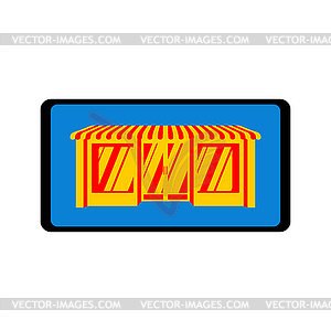 Online store in smartphone. Online shopping. Shop - royalty-free vector image