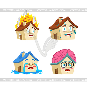 House Cartoon Style set 3. Home Smart and - vector clipart