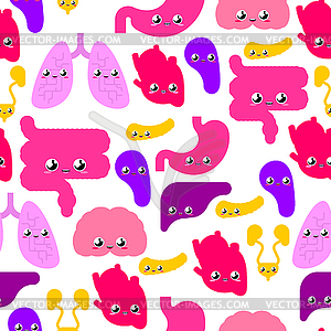 Cute Human Internal organs pattern seamless. Anatom - vector clipart