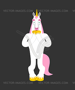 Unicorn scared OMG. Magic horse Oh my God emoji. - vector clip art