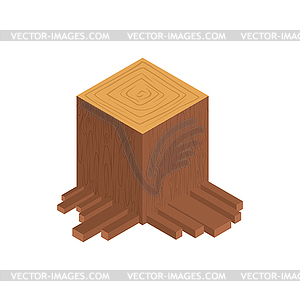 Square stump isometric style. Wood stub - vector image