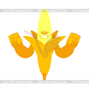 Banana Strong Cool serious. Fruit powerful strict. - vector clipart
