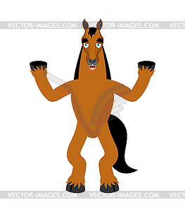 Horse happy. Steed merry emotions. hoss Joyful. - royalty-free vector image