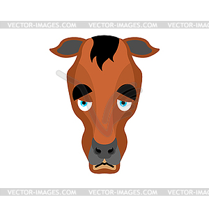 Horse sad emoji. Steed sorrowful emotions. hoss - vector clipart