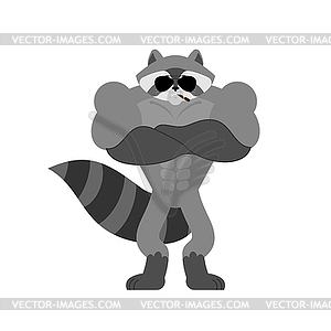 Raccoon Strong Cool serious. Racoon smoking cigar - vector clipart