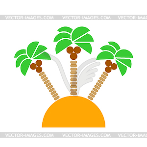 Desert Island with palm trees  - vector clipart