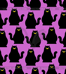 Black cat pattern seamless. Pet background - vector image