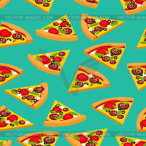 Pizza pattern seamless. Fast food background - vector clipart