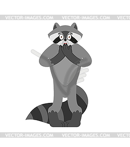 Raccoon scared OMG emotion. Racoon Oh my God - vector clipart