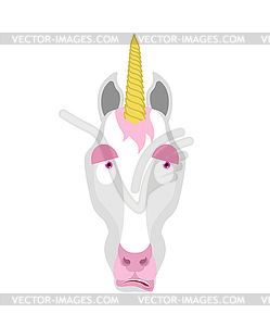 Unicorn confused emoji oops. Magic horse perplexed - vector clip art