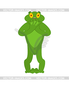 Frog scared OMG emotion. Toad Oh my God emoji. - vector image