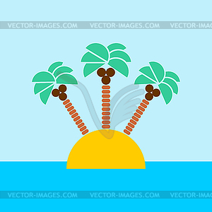Необитаемый остров с пальмами - стоковый векторный клипарт