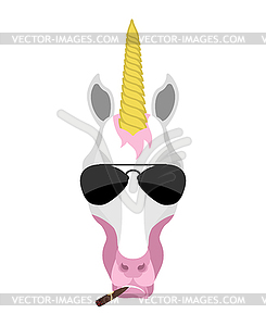 Unicorn Cool brutal serious avatar of emotions. - vector clip art
