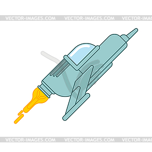 Spaceship shuttle cartoon style. Spacecraft illu - vector clipart