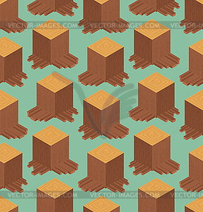 Stump pattern isometric style. Wood stub background - vector image