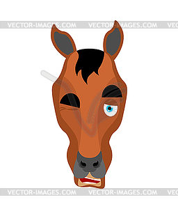 Horse winks. Steed happy emoji. hoss - vector clip art